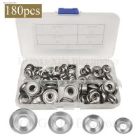 ✜♛☜ 180Pcs 304 Stainless Steel 6 8 10 12 Cup Countersunk Washer Assortment Kit Silver Finishing Cup Washer with A Clean Plastic Box