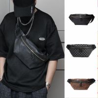 【Ready Stock】 ۩ C23 Fashion Retro Men Chest Pack Leather Messenger Bag Unisex Double Zip Crossbody Bag 4 Colors Available