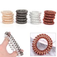 5Pcs/Lots Women Rubber Hair Rope Elastic Hairbands Spiral Shape Hair Ties Headwear Accessories Telephone Wire Line Headband