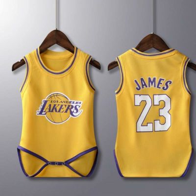 Newborn Bodysuits Los Angeles Lakers No.23 James Jersey Basketball Baby Romper Toddler Clothing Infant Jumpsuit Crawling Suit