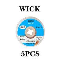5ชิ้น1.5มิลลิเมตร2มิลลิเมตร2.5มิลลิเมตร3mm3.5mm1.5m Desoldering สาย Braid เครื่องเชื่อมโลหะไส้ตะเกียงกำจัดตะกั่วสายสายฟลักซ์เครื่องมือซ่อมแซม Bga