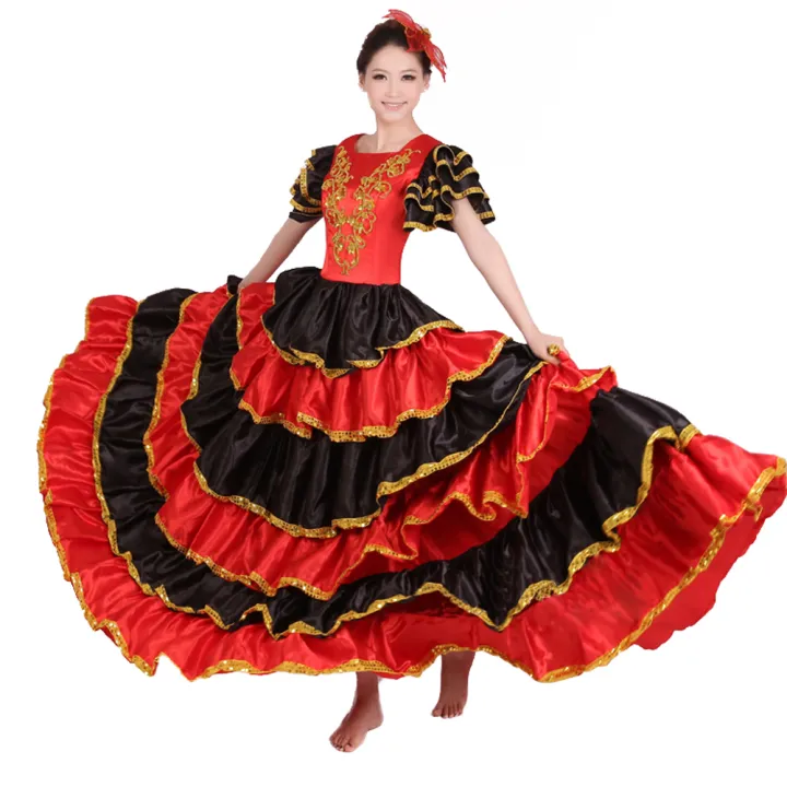 LOLANTA Women Red Spanish Flamenco Dress Big Swing Maxi Birthday Party ...