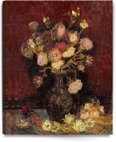 แจกันกับ Asters และ Phlox 1886 Vincent Van Gogh ขั้นตอนก่อนทำศิลปะผ้าใบ Giclee ศิลปะบนผนังสำหรับการตกแต่งบ้าน30x24