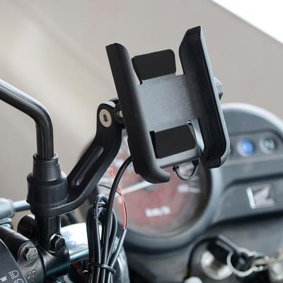 ตัวยึดกระจกจักรยานรถจักรยานยนต์ที่วางโทรศัพท์แบบหมุนได้เกรด360พร้อมเครื่องชาร์จ Usb