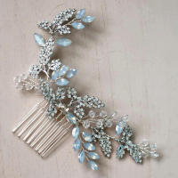 Gorgeous Leaf Hair Comb Bridal Hair Accessories Shiny crystal Bridal Wedding Headdress Jewelry