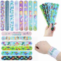 10pcs Birthday Mermaid Dinosaur Slap Bracelets Kids Happy Birthday Party Supplies Baby Shower Boy Girl Souvenir Baptism Gift 7z