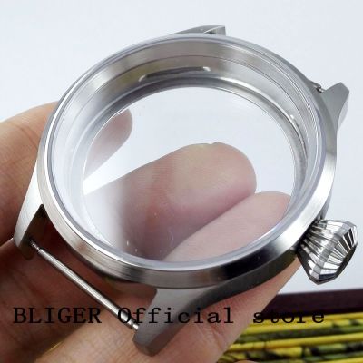 316L Stainless Steel BLIGER 43MM Sapphire Glass Watch Case Big Crown Fit For ETA 6497 6498 Hand Winding Movement CASE C3