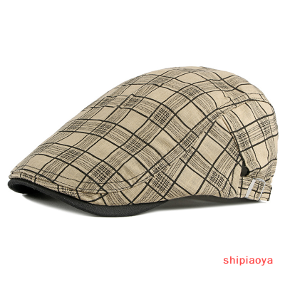 Shipiaoya Wdg หมวกเบเร่ต์ลายตารางสำหรับผู้หญิงผู้ชายลายสก๊อตหมวกแบบประดับตกแต่งแฉกแนวขนานเป็นรูปตัว V ปากเป็ด