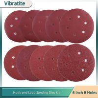 6 Inch 6 Holes 150MM Sanding Discs 60-2000 Grit Flocking Sandpaper Orbital Sander Hook and Loop  Aluminum Oxide Sand Paper Cleaning Tools