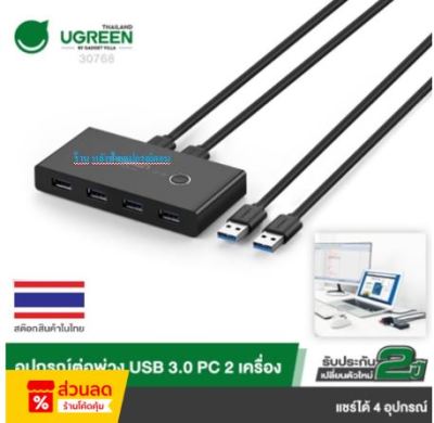 UGREEN USB 3.0 Switch Selector 4-Port 2 Computers Peripheral Switcher Adapter Hub รุ่น 30768