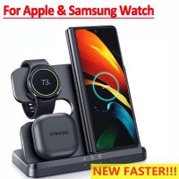 ┅ 3 in 1 Wireless Charger Stand For Samsung S22 S21 S20 S10 Note Galaxy Watch 5/4 Active 2/1 Buds 15W Fast Charging Dock Station