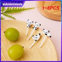 1 8PCS Mini Cute Panda Cartoon Fruit Stick Food Grade Plastic Fruit Fork Toothpick Lunch Salad Kid Snack Dessert Decoration Fork