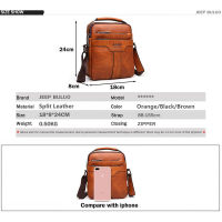 JEEP BULUO Men Messenger กระเป๋าขนาดใหญ่ความจุกระเป๋าถือสำหรับ Man Spliter หนังไหล่กระเป๋า Crossbody สีน้ำตาลธุรกิจชาย Gifts