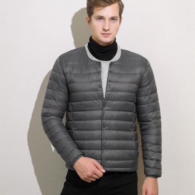 ZZOOI Men Winter 2022 New Light Down Jacket Mens V-neck Down Warm Inner Underpin Round Neck Thin Coat Down Vest for Mens Duck Down
