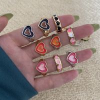 Y2K Lady Sweet Colorful Heart Ring Opening Adjustable Ins Style Fashion Love Ring Accessories