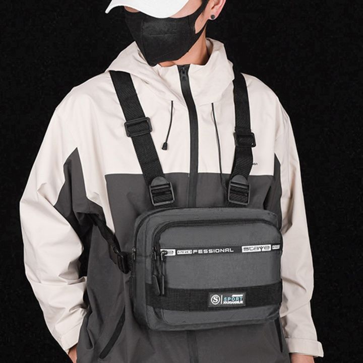 Unisex Vest Bags Oxford Cloth Chest Rig Bag Multi-layer Zipper Vest Waist  Bags