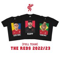 เสื้อยืดคอกลม เสื้อลายนักฟุตบอล ชุดรวมทีมหงส์แดง ฤดูกาล 2022/23 สีดำ S-5XL