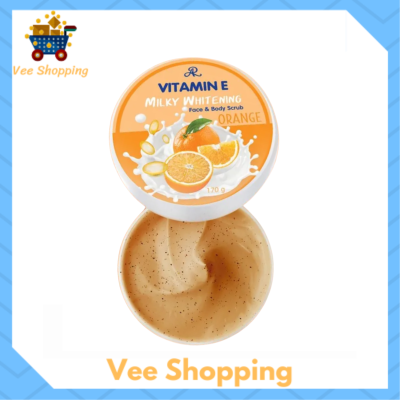 ** 1 กระปุก ** AR Vitamin E Milky Whitening Face &amp; Body Scrub สครับขัดผิวสูตรส้ม ใช้ได้ทั้งหน้าและตัว ปริมาณ 170 g. / 1 กระปุก