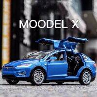 1:24 Tesla โมเดล X SUV โมเดลรถโลหะผสมหล่อโลหะรถจำลองของสะสมของเล่นเด็กและเสียงเบา