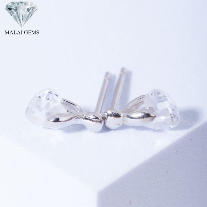 malai-gems-ต่างหูเพชร-เงินแท้-silver-925-เพชรสวิส-cz-เคลือบทองคำขาว-รุ่น-155-ea003-แถมกล่อง-ต่างหูcz-ต่างหูเงินแท้