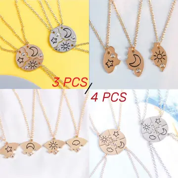 3pcs Sun Star Rainbow Zircon Pendant Necklace Pendants