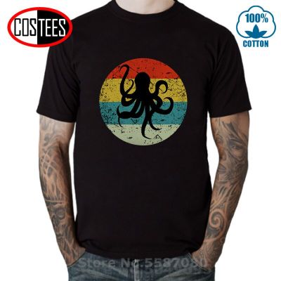 Retro Cuttlefish Tshirt Novelty Designer T Shirt Men Octopus Gift Tee Shirt Funny Geek Swag Steampunk Vintage Octopus