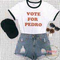 OKOUFEN VOTE For PEDRO tshirt ringer letter print tee fashion uni cotton plus size tops crewneck short sleeve cool clothing