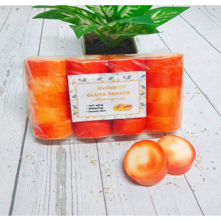 MAYFAIR GLUTHAPAPAYA ROUND SOAP 20PCS PER PACK 800GRAMS WHITENING ANTI