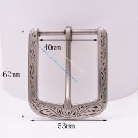 Flower Carved Antique Silver Prong Pin Buckle Men Leather Belt Replacement Buckle 62X53MM (INNER40MM)