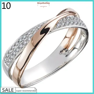 Women's Fashion 14K Gold Diamond Interwoven Ring 925 Sterling Silver Cross  Diamond Ring Weight Loss Ring Magnetic Therapy Ring Weight Loss Product  Yoga Chakra Burning Fat Energy Health Ring Bride Engagement Valentine's