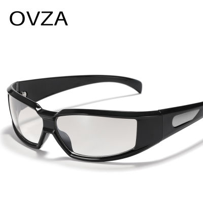 OVZA แว่นตาแว่นกันแดดกีฬาผู้ชายแฟชั่นพังก์ไล่ระดับสีแว่นตากันลมผู้หญิงสีเงินเลนส์มิโร S2065