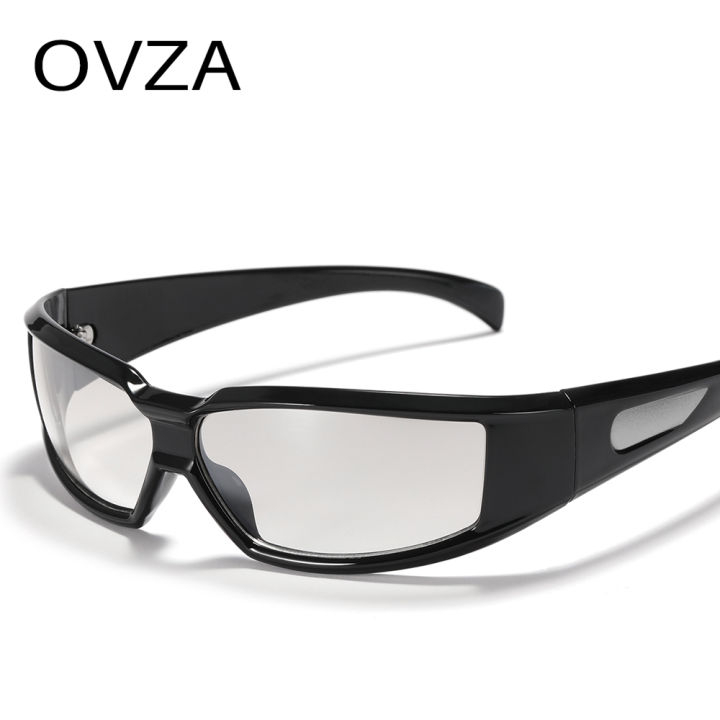 ovza-แว่นตาแว่นกันแดดกีฬาผู้ชายแฟชั่นพังก์ไล่ระดับสีแว่นตากันลมผู้หญิงสีเงินเลนส์มิโร-s2065