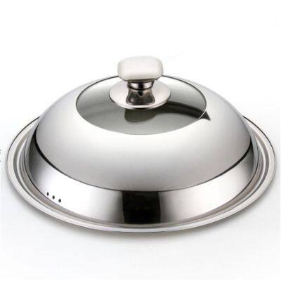 Visible Cooking Wok Pan Lid Stainless Steel Universal Pan Cover Visible Replaced Lid for Frying Wok Pot Quality Dome Wok Cover