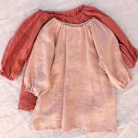 Long Sleeve Baby Girl Linen Dress Solid Llittle Girls Simple Dress Casual Toddler Boho Dress Fashion Girls Clothes