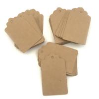 100Pcs 5x3cm Wavy Edge Kraft Paper Hanging Tag Jewelry Garment Price Packaging Labels Gift Cards DIY Wedding Party Decoration Stickers Labels