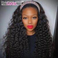 MYLOCKME Deep Wave Headband Wig Brazilian Human Hair Wigs For Black Women Nartural Hair Curly Human Hair Wigs Fall Machine Wig [ Hot sell ] TOY CENTER