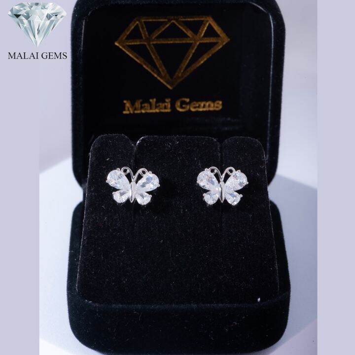 malai-gems-ต่างหูเพชร-เงินแท้-silver-925-เพชรสวิส-cz-เคลือบทองคำขาว-รุ่น-155-e016-98-แถมกล่อง-ต่างหูcz-ต่างหูเงินแท้