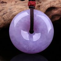 Natural Real Purple Jadeite Safety Buckle Pendant Chinese Necklace Charm Jewellery Fashion Amulet For Men Women Lucky Gifts