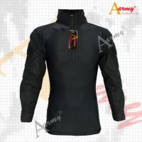 ♠♙  เสื้อคอมเเบตเชิ้ต / Combat Shirt เสื้อ ลำตัวดำ แขนผ้าสิงค์ดำ รุ่น11