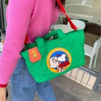 Japan And South Korea Autumn And Winter New Snoopy Space Cotton Embroidery Handbag Cartoon Cute Large Capacity Shoulder Messenger Bag Tide 【AQUA】♗™❏