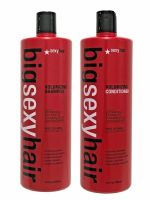 Sexyhair sulfate free extra voluminzing shampoo 1000ml + conditioner 1000ml แชมพูพร้อมครีมนวดเพิ่มโวลุ่มและบอดี้ให้แก่เส้นผมปราศจากสารซัลเฟต เหมาะสำหรับผมทำสีและมีผมเส้นเล็กลีบแบน ขวดใหญ่ ฝาเปิดปิดใช้งานง่าย