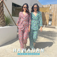 THONGYOY - Set Blazer Hawaiian เซ็ทสูทผ้าป่านมัสลิน เบลเซอร์แฟชั่น ชุดเซ็ทเบลเซอร์ลอยดอก ฟรีไซส์