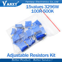 15valuesX1pcs=15pcs 100ohm-2Mohm 0.5w 3296 3296w Variable Resistors MultiTurn trimmer adjustable precision Potentiometer kit