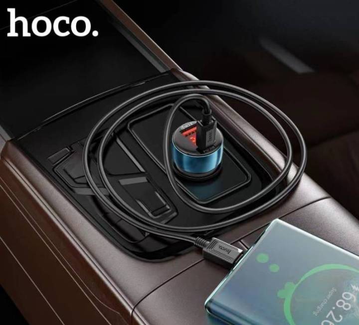 hoco-z50-car-charger-จอแสดงผลแบบ-led-48w-pd30w-qc3-0-หัวชาร์จในรถยนต์-2พอร์ตชาร์จแบบ-usb-และ-type-c-ของแท้-ส่งไว