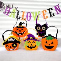 CEMOMEF Halloween Accessories Halloween Decorations ด้านสิ่งแวดล้อม DIY มือถือ รูปทรงฟักทอง ไม่ทอ ผ้า สิริ อุปกรณ์ปาร์ตี้ฮาโลวีน ถุงขนม กระเป๋าถือ