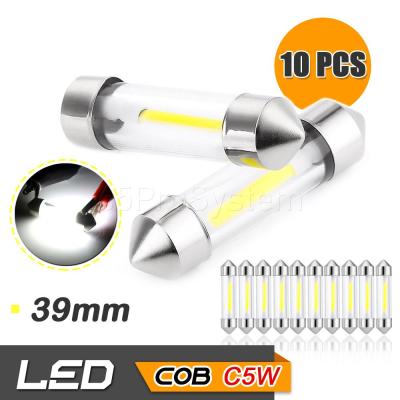 65Infinite (แพ๊ค 10 COB C5W 39mm) 10x COB LED C5W ขนาด 39mm ไฟโดม ไฟอ่านหนังสือ ไฟห้องโดยสาร ไฟหัวเก๋ง ไฟส่องป้ายทะเบียน กระจายแสง 360องศา CANBUS 3W 220LM Super Bright สี ขาว (White)