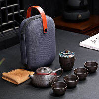 Portable Kungfu Teaset Travel Outdoor Office Simple Use Chinese Purple Sand Tea Cups Tea Sets With Travel Bag Free Shipping 2021