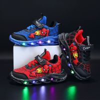 [Cocco figure-] DisneyCasualRed Black For Spring Boys SpidermanOutdoor Shoes Children Lighted Non-Slip Shoes Size 21-30