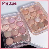 Prettye จานอายแชโดว์สีหวานอมมิ้นท์12สีแสงแฟลชไข่มุกใสแผ่นอายแชโดว์อะคริลิคชิมเมอร์ผิวด้านอายแชโดว์แต่งตา