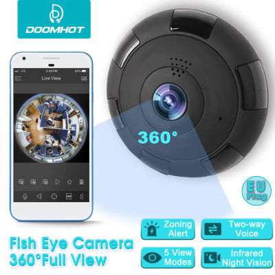DoomHot Fish Eye กล้องเฝ้าระวัง WiFi ไร้สาย360 ° Panoramic IP กล้องกล้องวงจรปิด App 1080P HD 3D VR Wi-Fi กล้อง UFO Security กล้อง Night Vision ไมโครโฟนเสียง